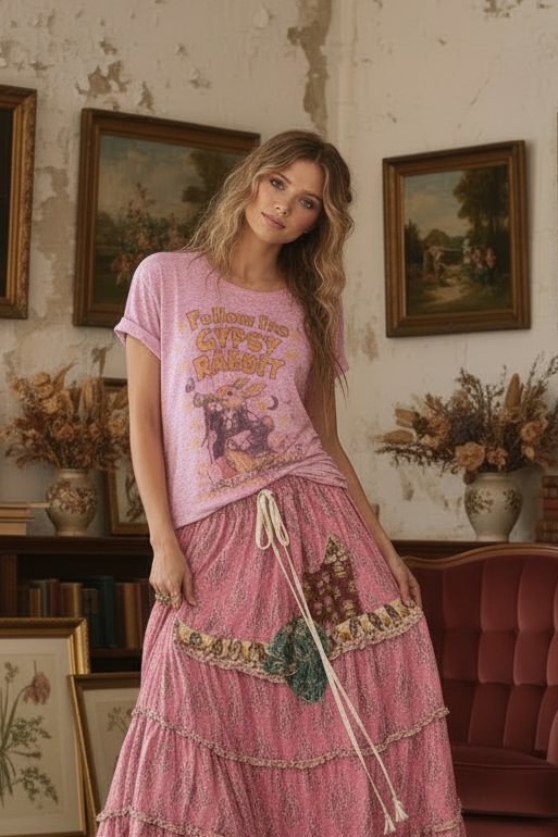 Pre order House of Jaded Gypsy Worn and Weathered Gypsy Rabbit Tee