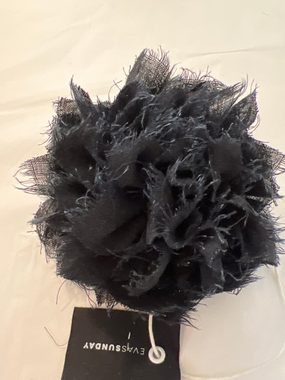 Eva Sunday Fabric Flower Brooch black