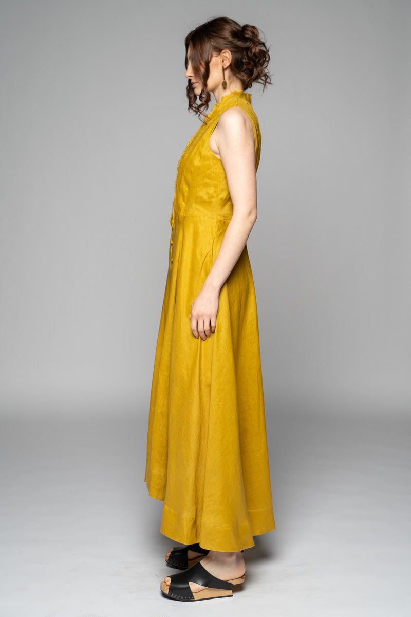 Dogstar Asuka  tuck dress chartreuse