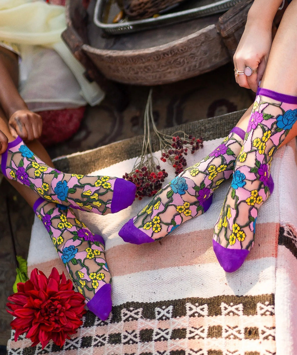 Stained glass clear crew socks