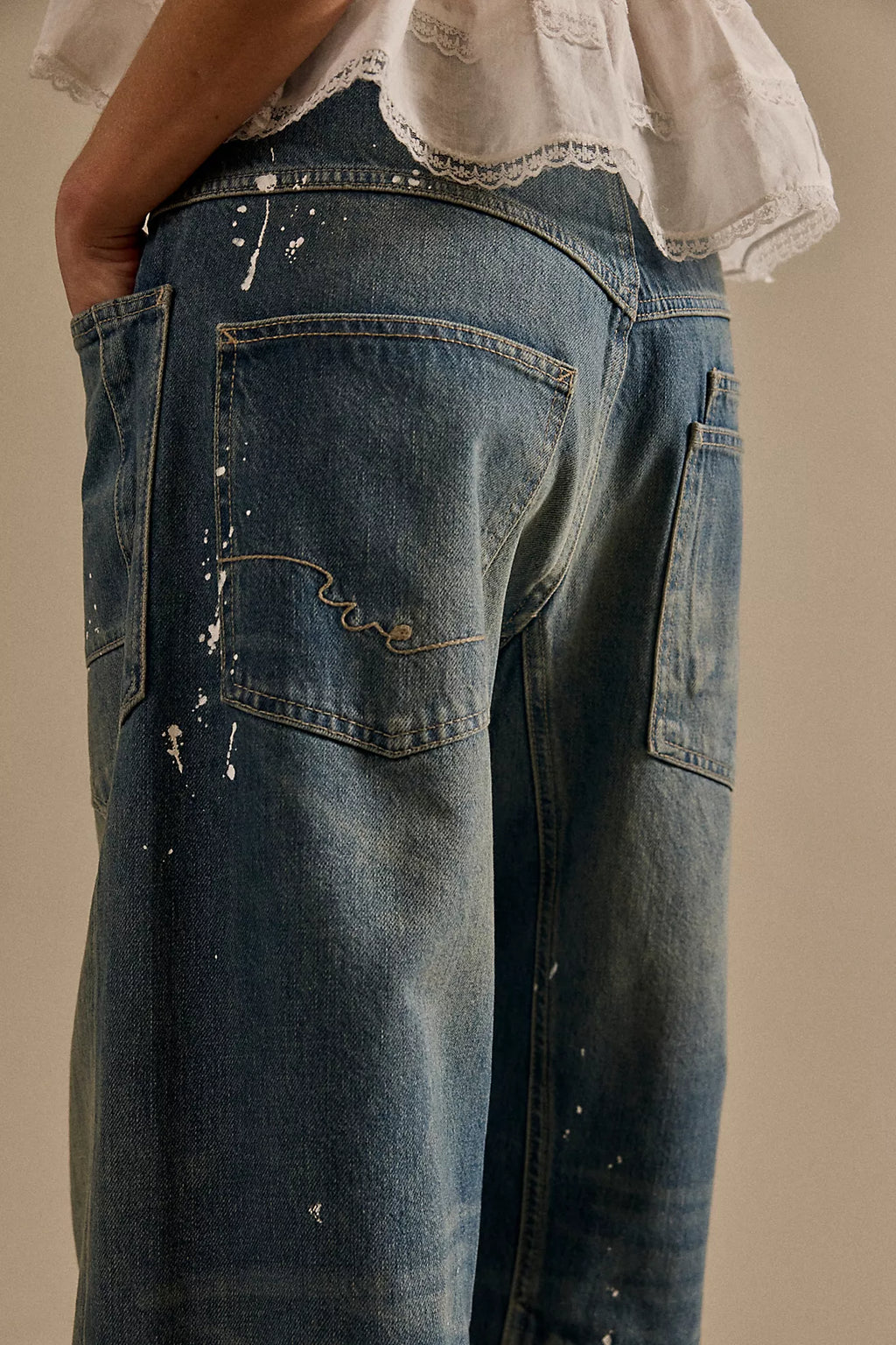 Free People Moxie Pull-On Barrel Jeans timeless blue