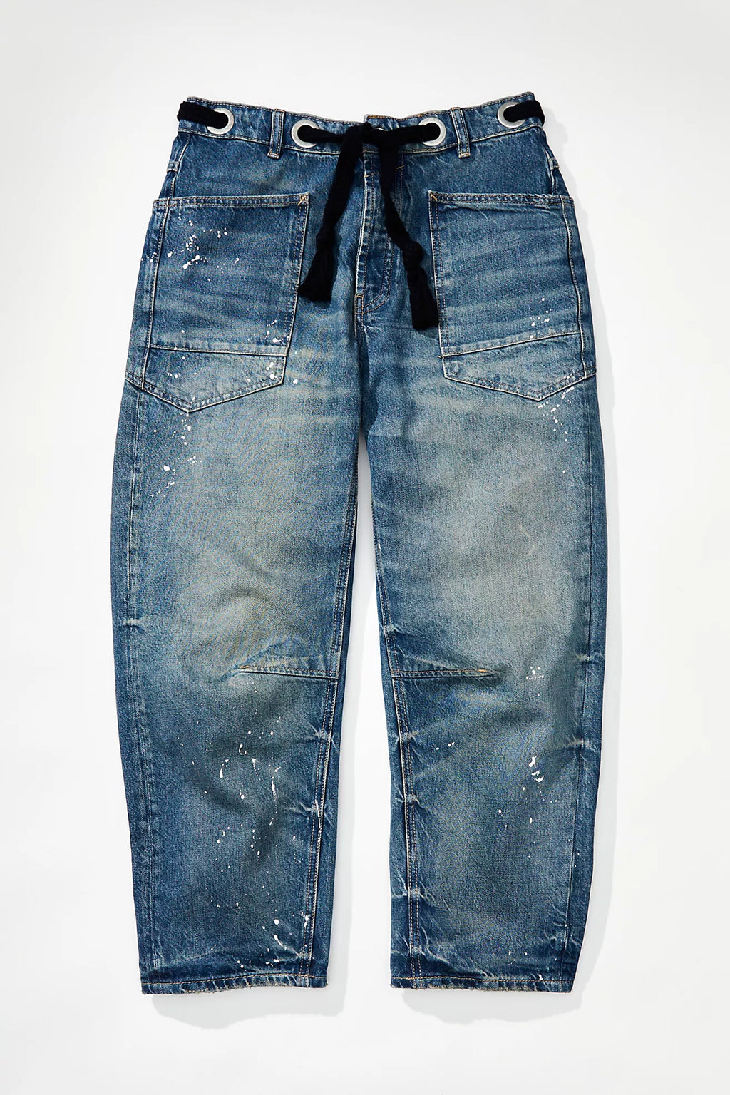 Free People Moxie Pull-On Barrel Jeans timeless blue