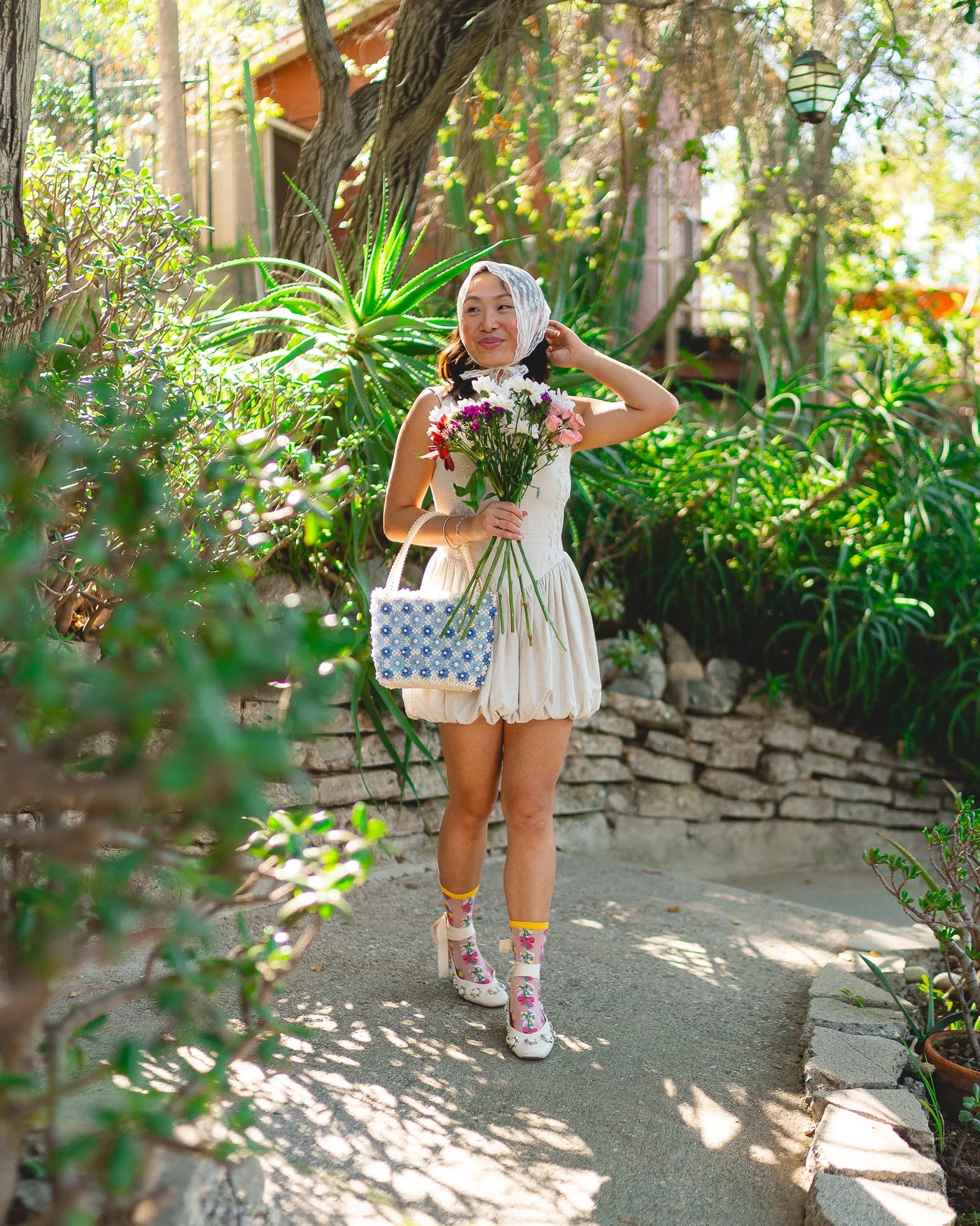 Bouquet all day shimmer sheer crew socks