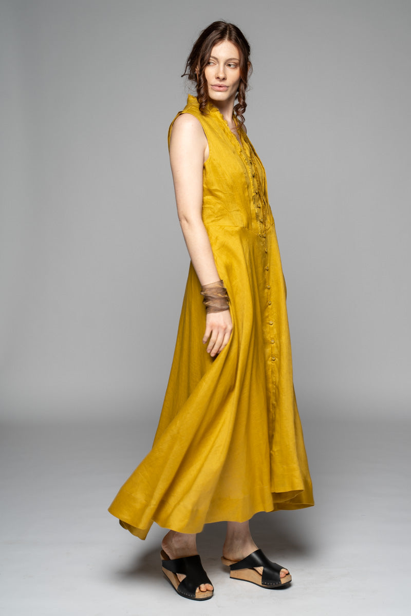 Dogstar Asuka  tuck dress chartreuse