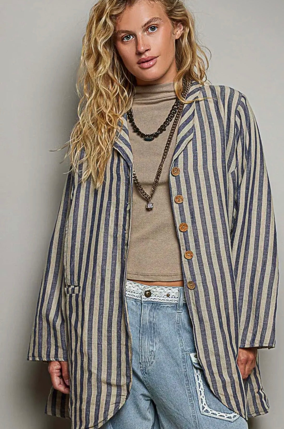Winnie blue stripe coat