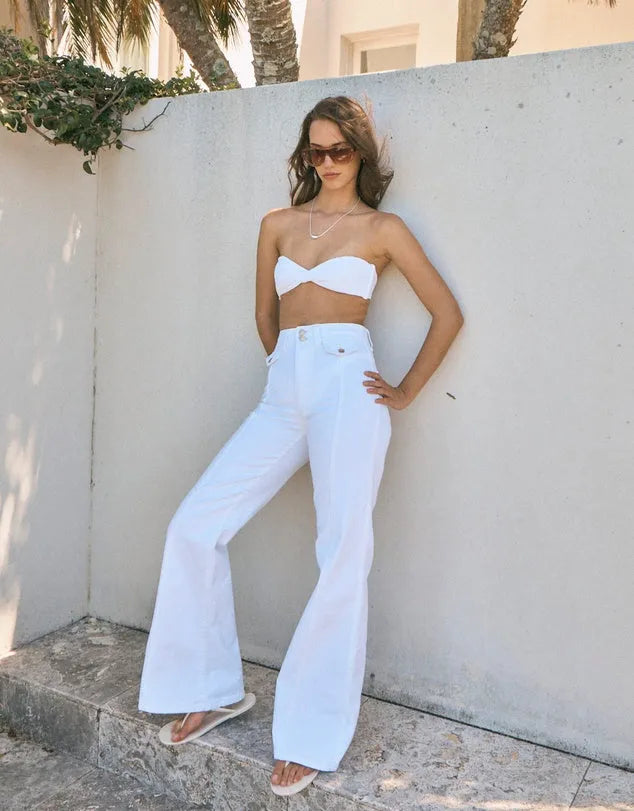 East coast flare white gold rollas jeans - Stay Wild Collective  