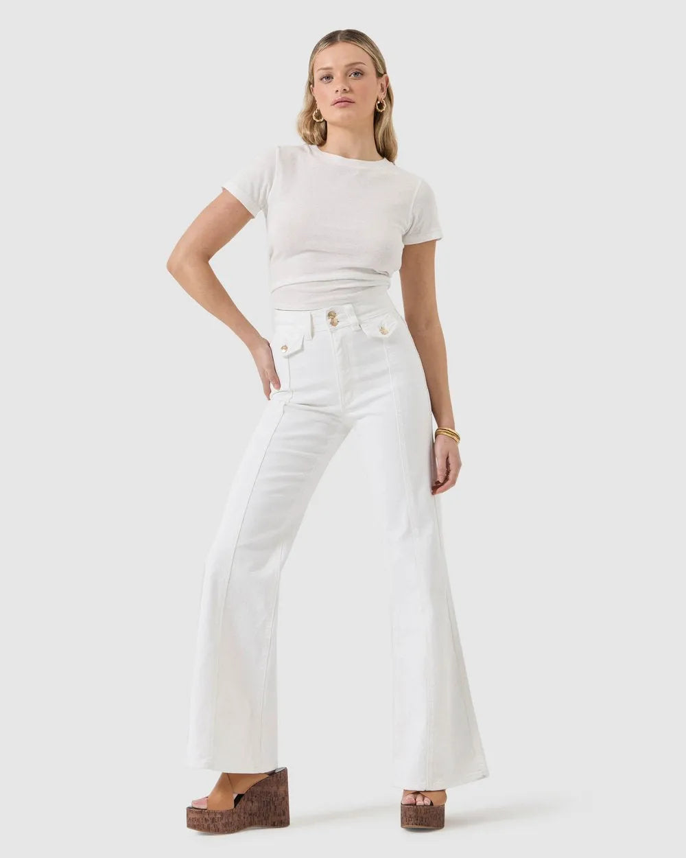 East coast flare white gold rollas jeans - Stay Wild Collective  