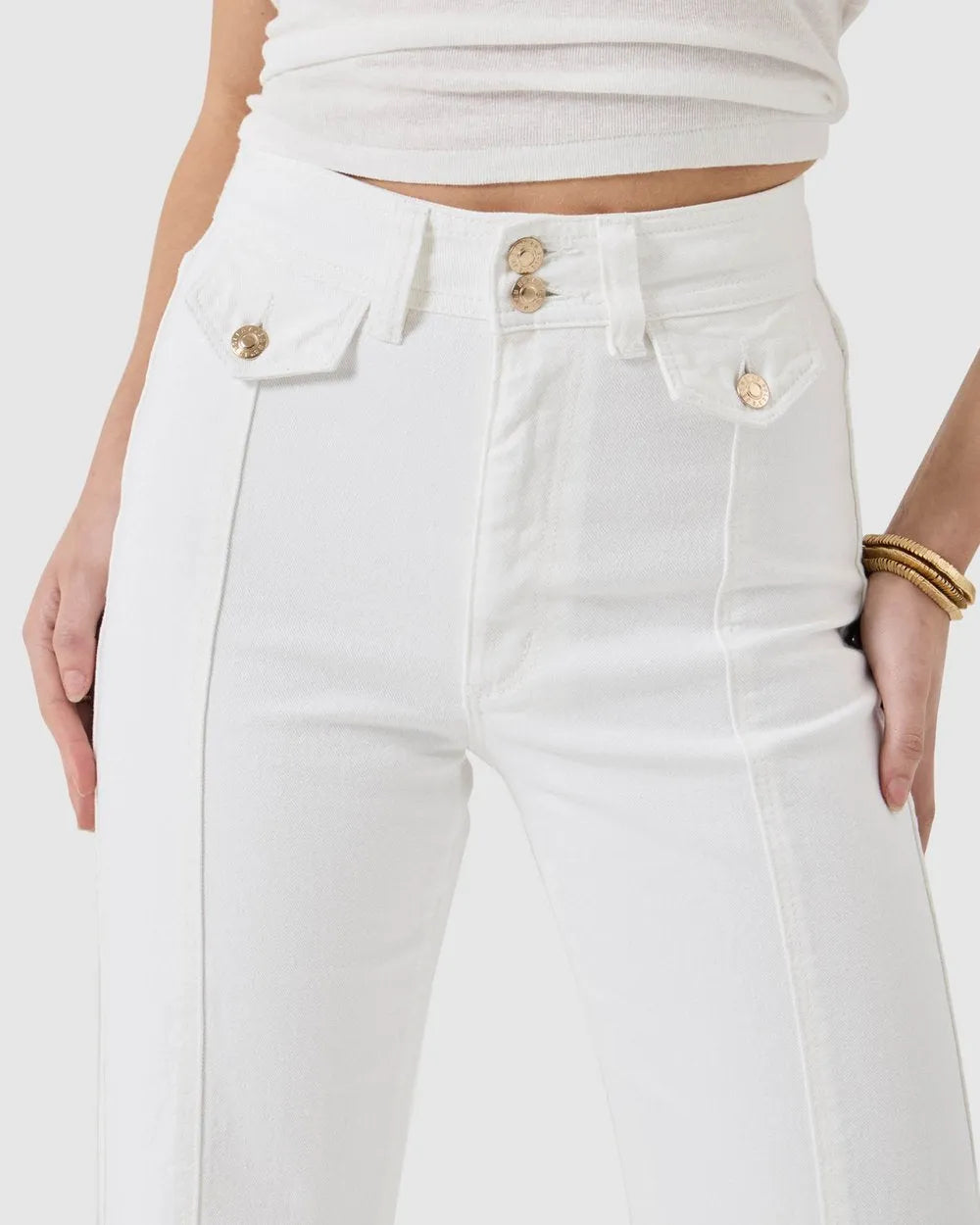 East coast flare white gold rollas jeans - Stay Wild Collective  
