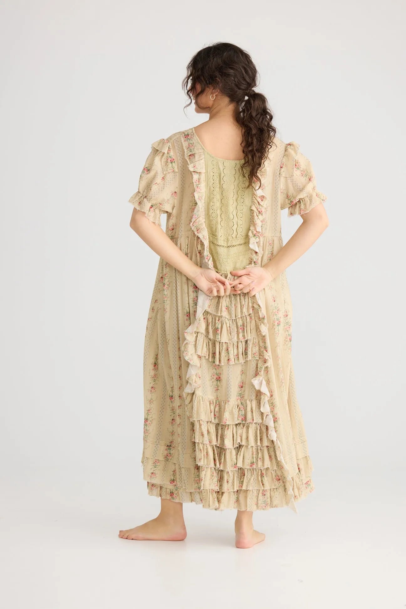 Emmeline Empire line ruffled vintage french floral dress, miss roses sister violet - Stay Wild Collective  