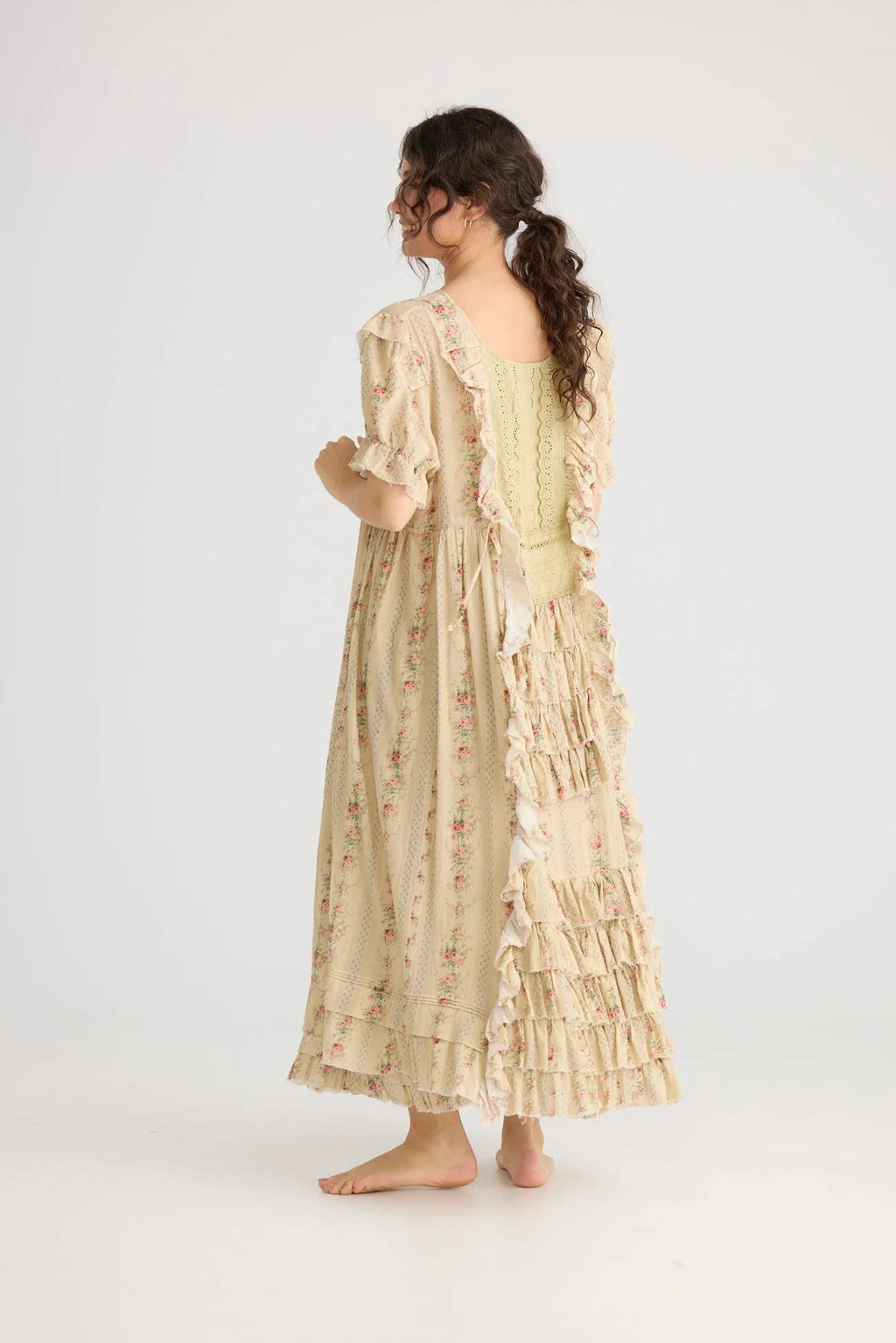Emmeline Empire line ruffled vintage french floral dress, miss roses sister violet - Stay Wild Collective  
