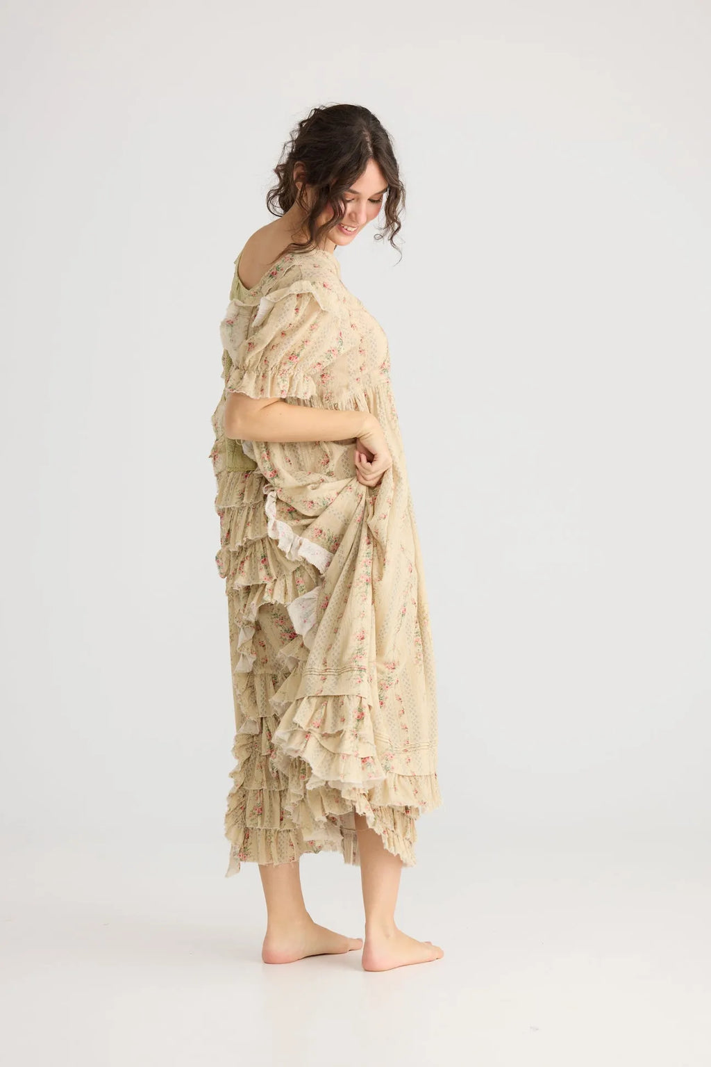 Emmeline Empire line ruffled vintage french floral dress, miss roses sister violet - Stay Wild Collective  