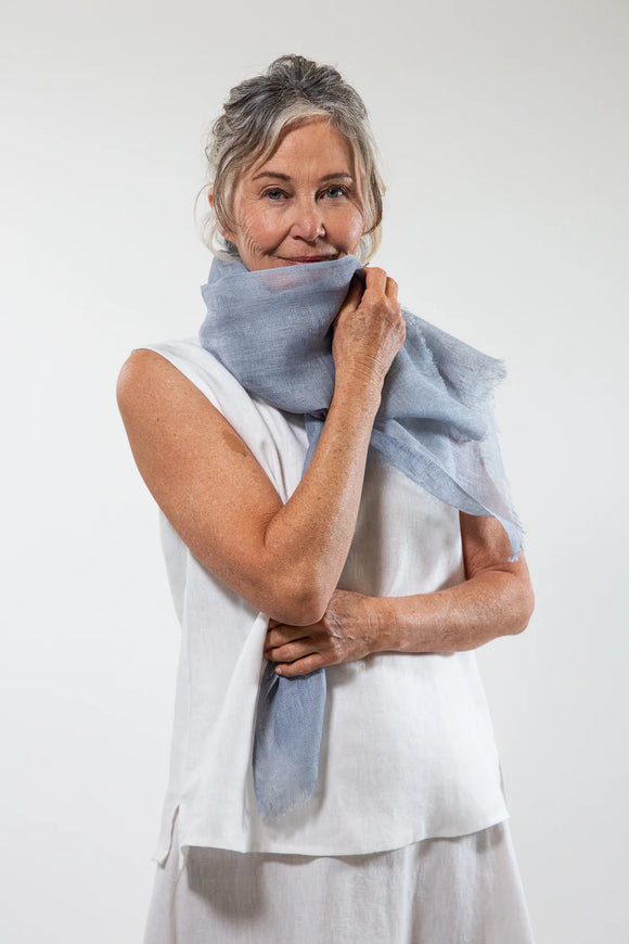 Evas Sunday Linen Gauze Scarf - Heather