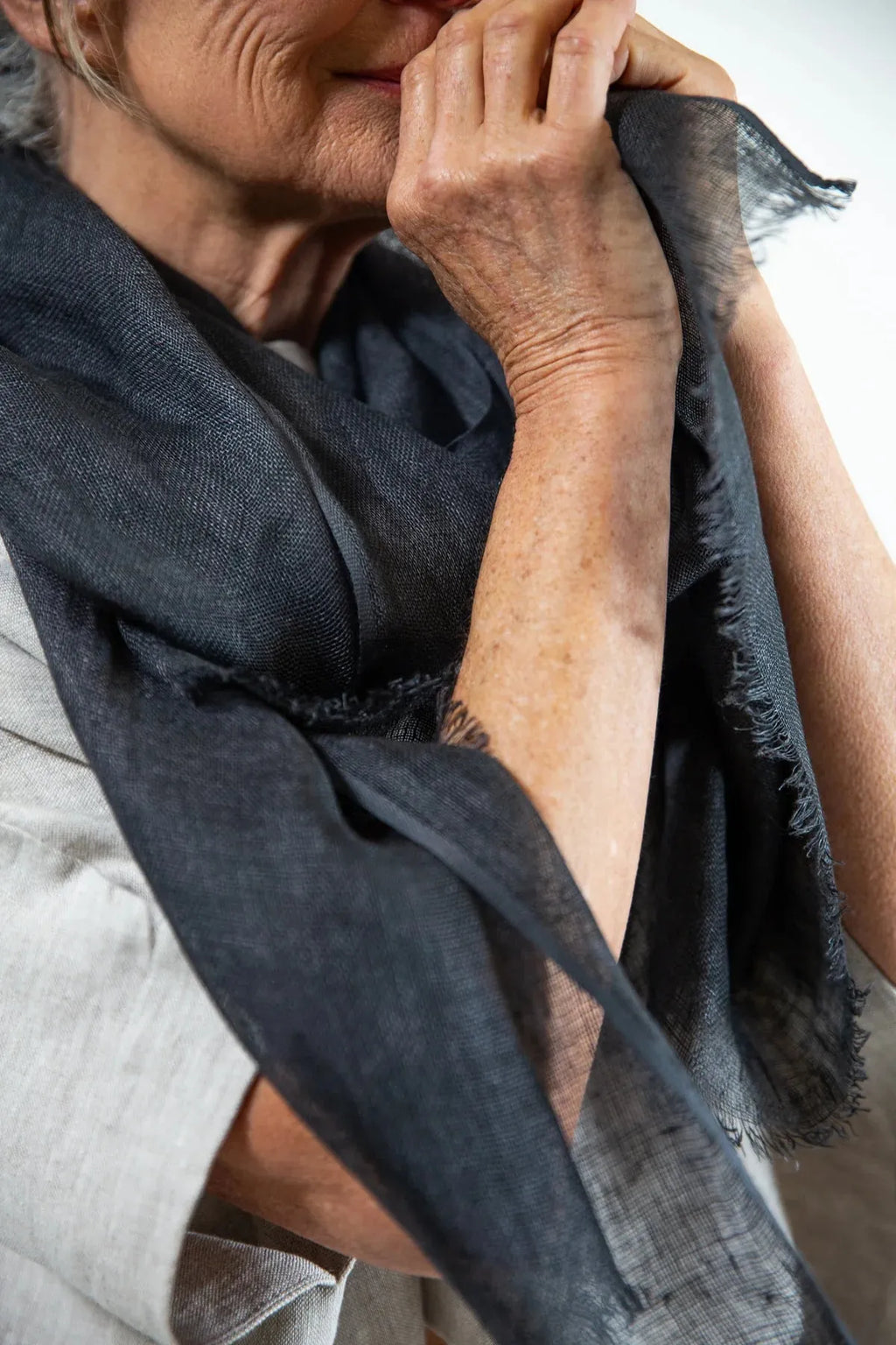 Evas Sunday Linen Gauze Scarf - Faded Ink - Stay Wild Collective  Scarf
