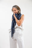 Evas Sunday Linen Gauze Scarf - Navy - Stay Wild Collective  Scarf