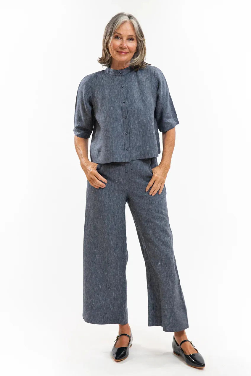 Evas Sunday Loretta Top - Navy Pinstripe - Stay Wild Collective  Top
