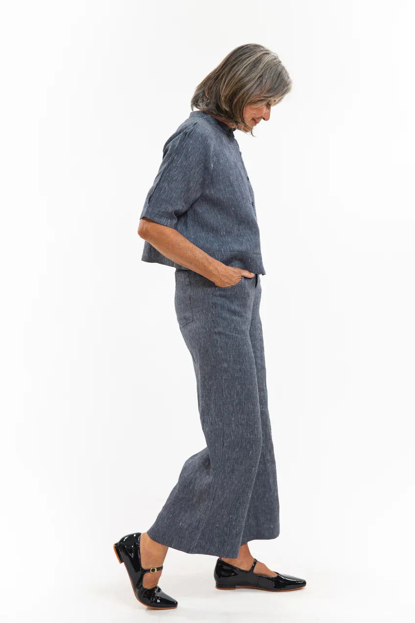Evas Sunday Loretta Top - Navy Pinstripe - Stay Wild Collective  Top