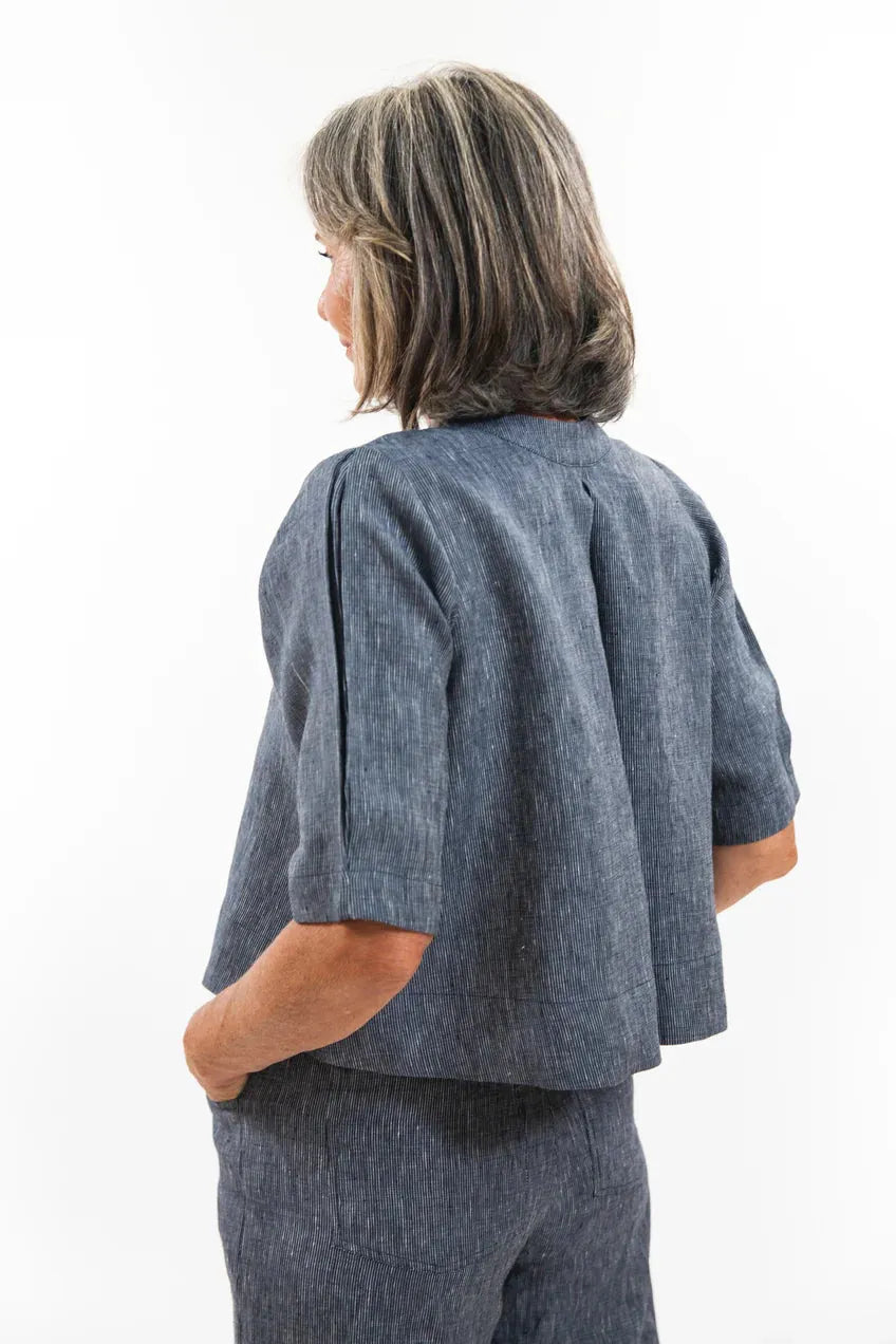 Evas Sunday Loretta Top - Navy Pinstripe - Stay Wild Collective  Top