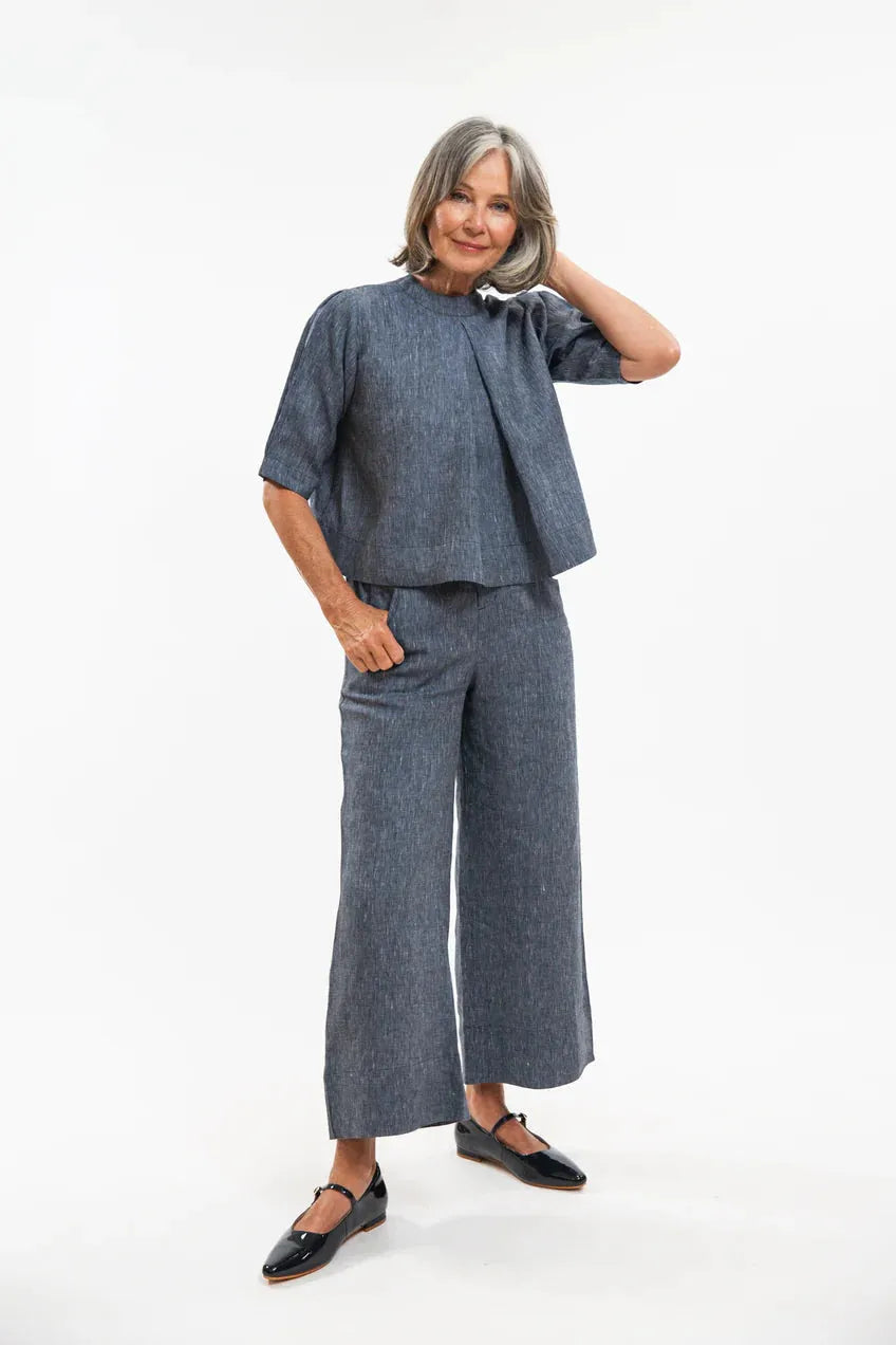 Evas Sunday Loretta Top - Navy Pinstripe - Stay Wild Collective  Top