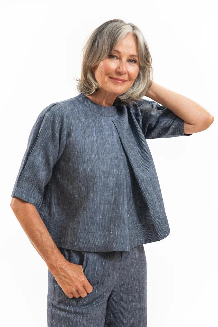 Evas Sunday Loretta Top - Navy Pinstripe - Stay Wild Collective  Top