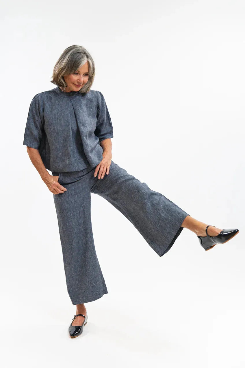 Evas Sunday Loretta Top - Navy Pinstripe - Stay Wild Collective  Top