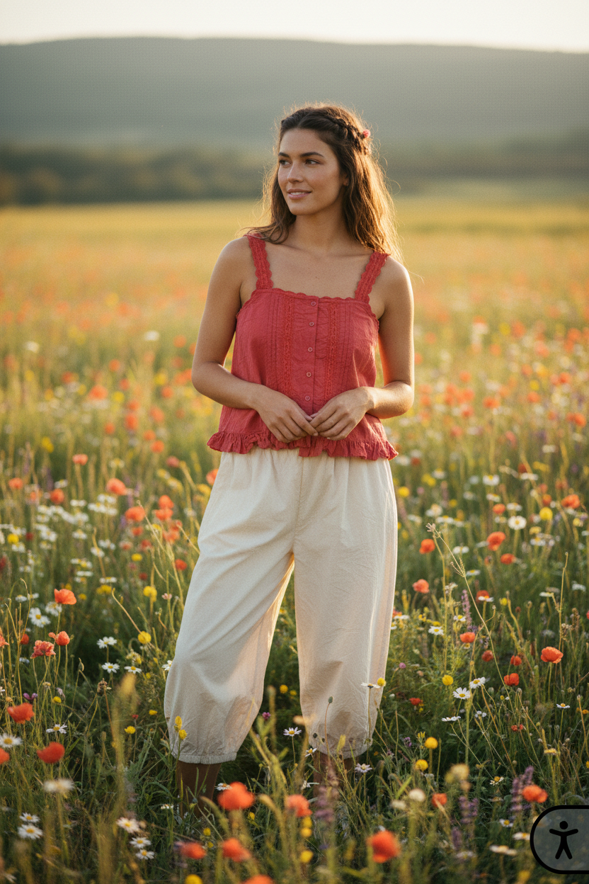 Evalie Top Rose (website colour) & Bess Trousers – Spring Editorial