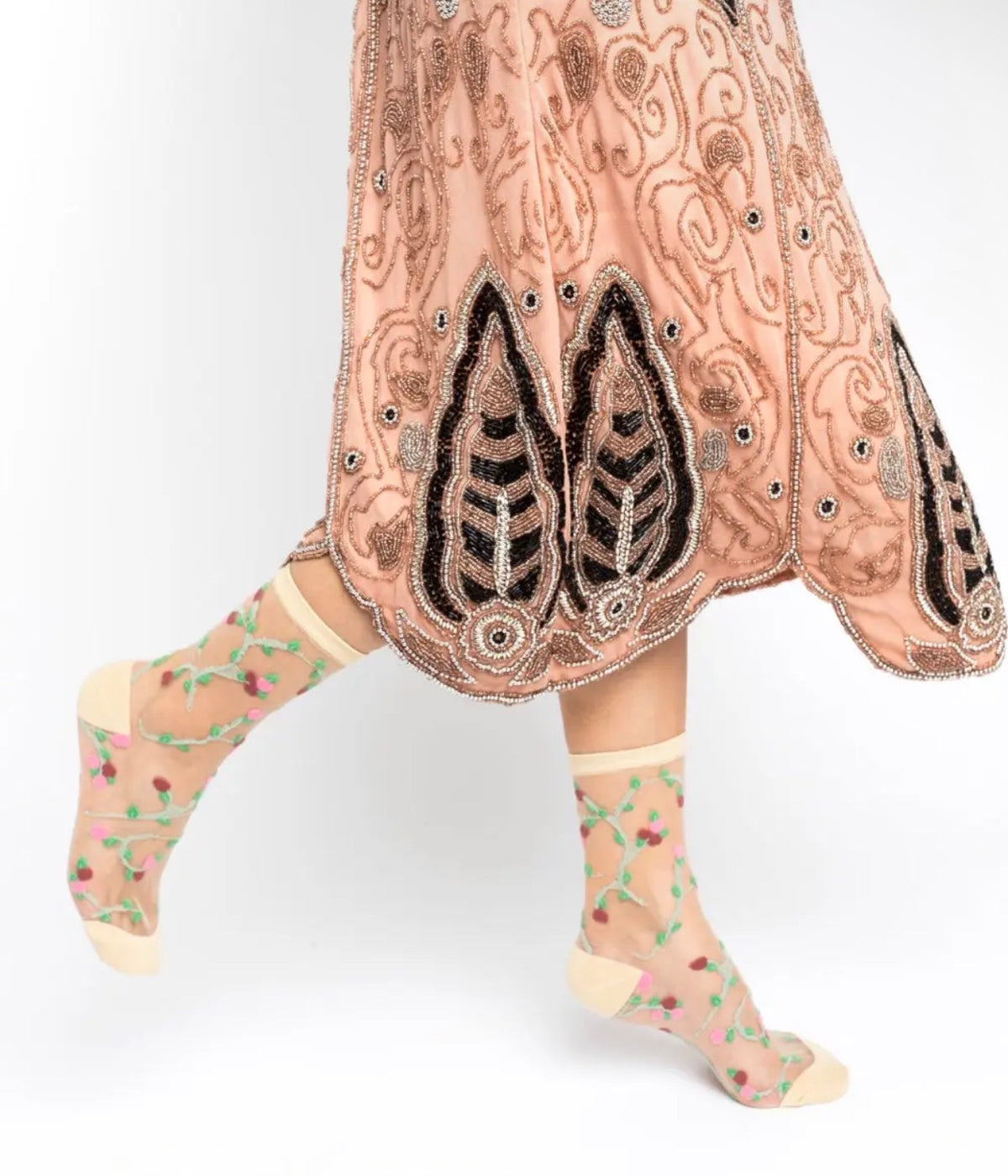 Sheer rosettes pink /green socks