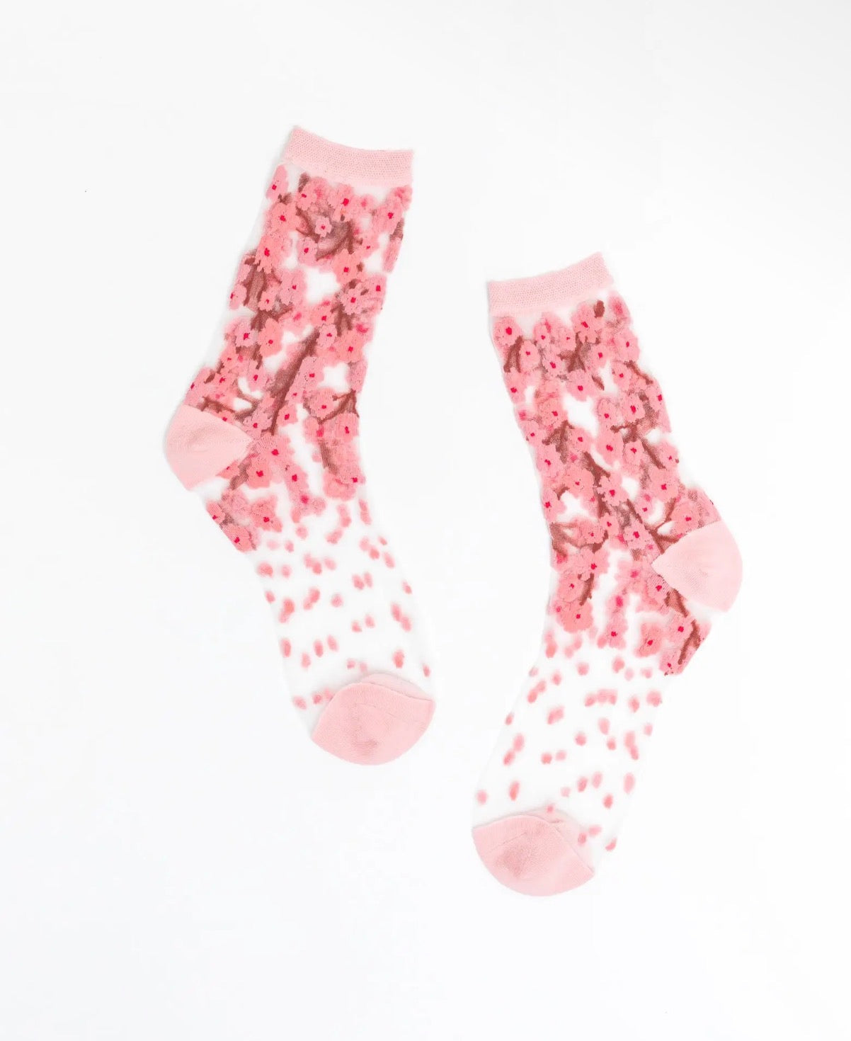 Cherry blossom sheer crew sock