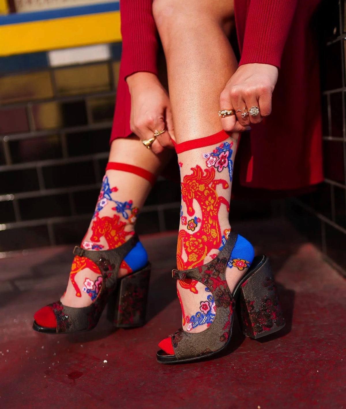 Year of the horse sheer crew socks