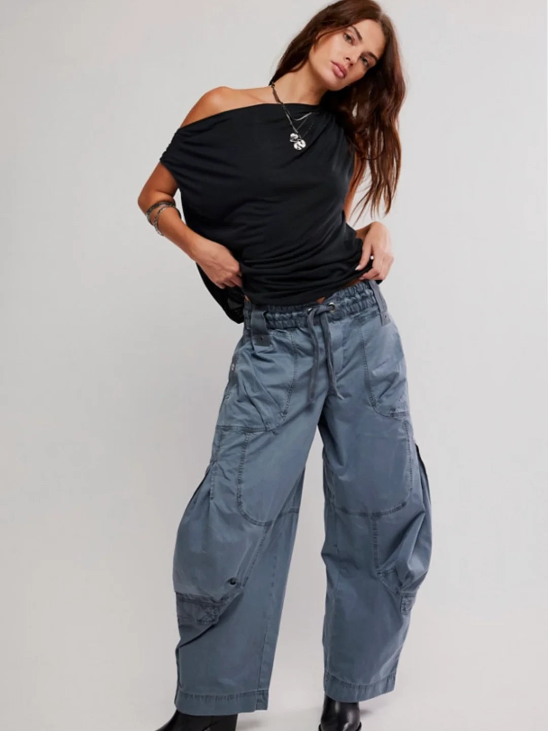 Free people onset parachute pants steel