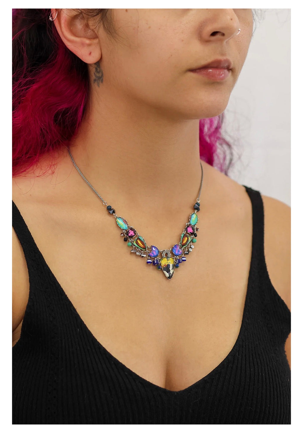 Ayala bar Candy Twist Set, Glass Necklace, Licorice R3640