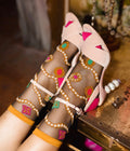 Pearls and jewels sheer black ankle socks