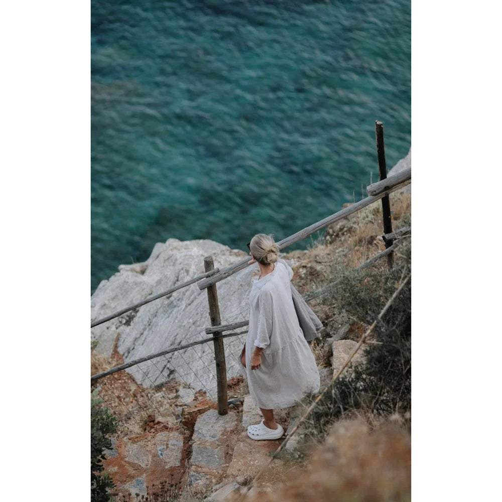 Oversized linen dress Mushroom / warm white SALE
