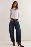 Free People Good Luck Mid-Rise Barrel Jeans | Deep End