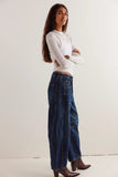 Free People Good Luck Mid-Rise Barrel Jeans | Deep End