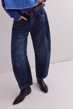 Free People Good Luck Mid-Rise Barrel Jeans | Deep End