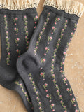 Floral Print Crochet Trim Socks - Stay Wild Collective  