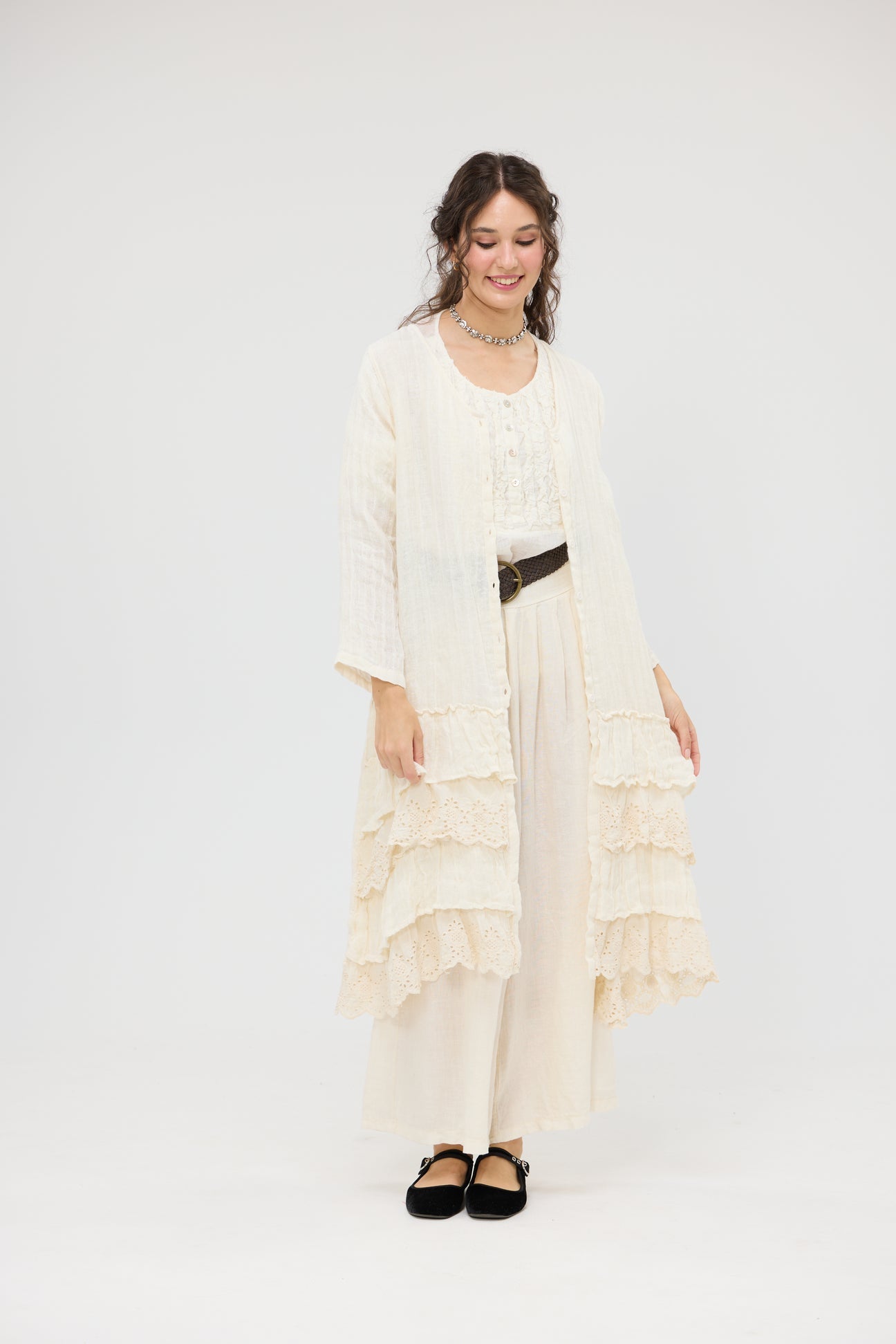 Florette Linen and lace coat. Miss roses sister violet coconut - Stay Wild Collective