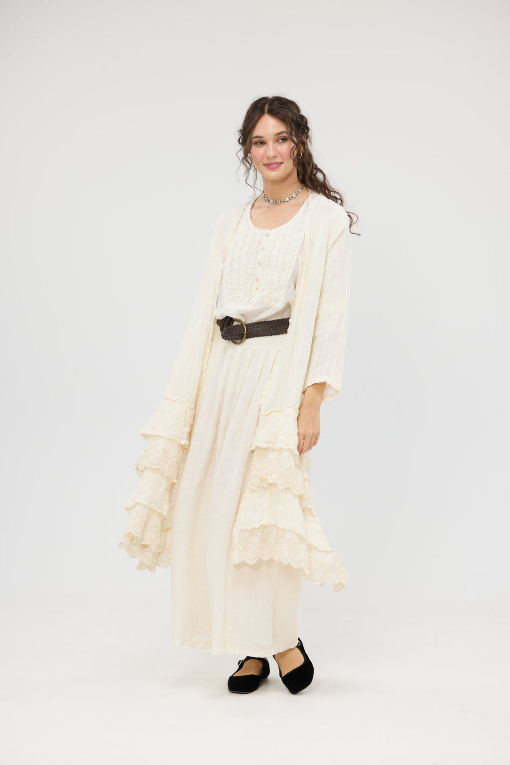 Florette Linen and lace coat. Miss roses sister violet coconut - Stay Wild Collective