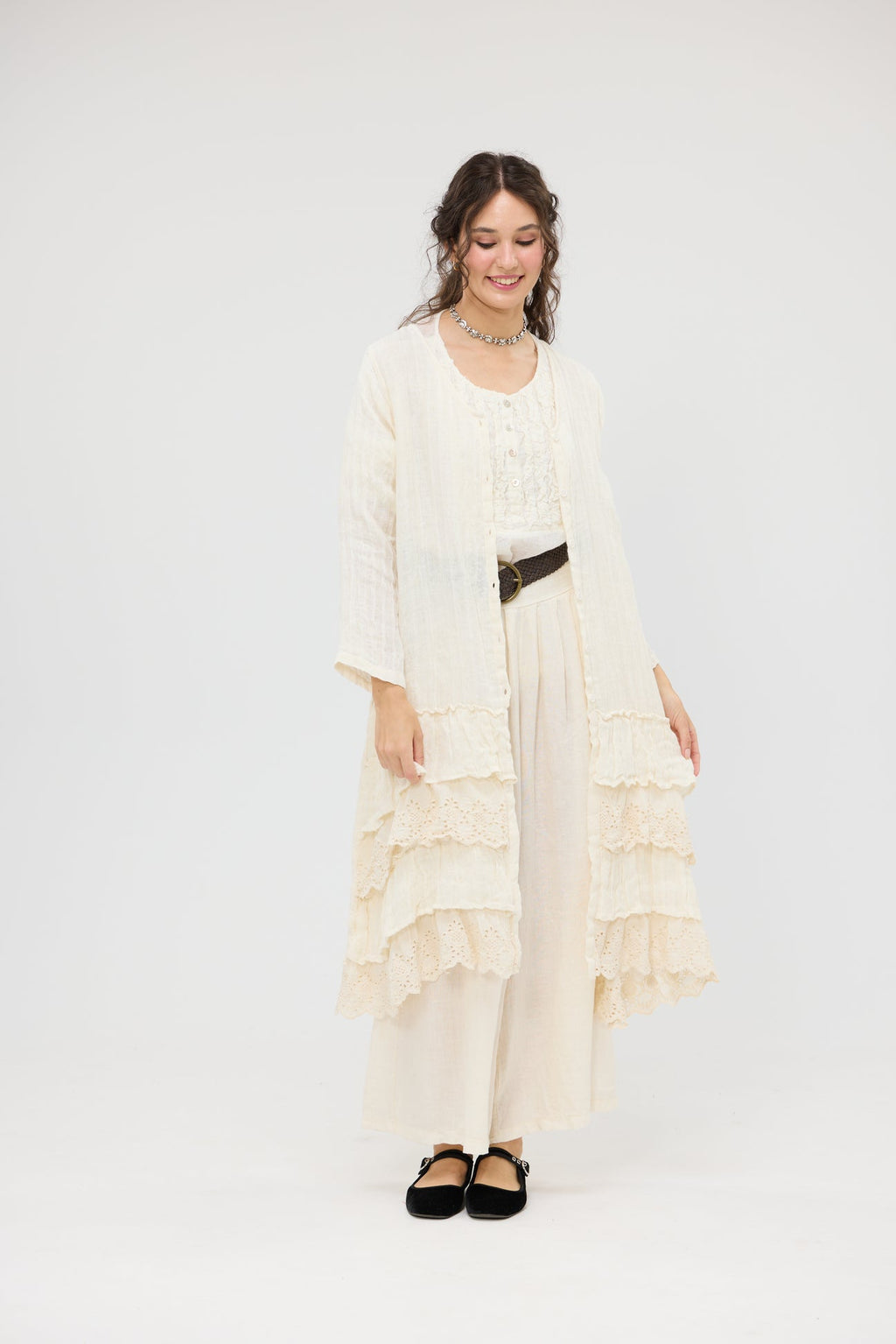 Florette Linen and lace coat. Miss roses sister violet coconut - Stay Wild Collective