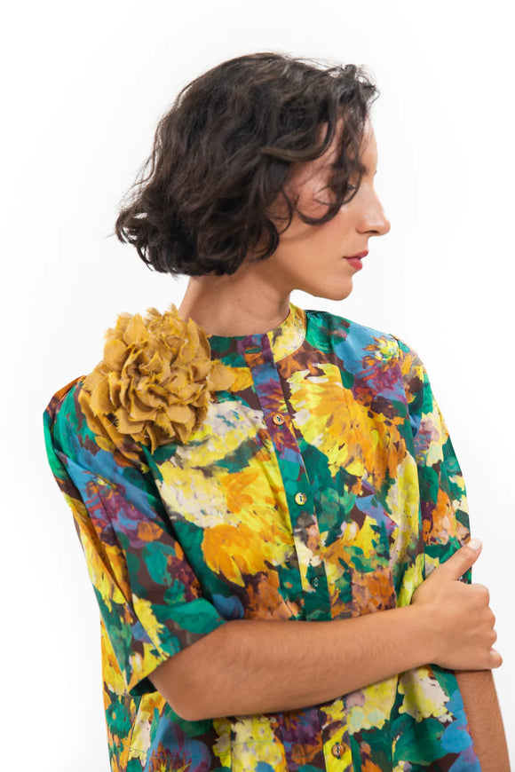 Eva Sunday Fabric Flower Brooch | Limoncello