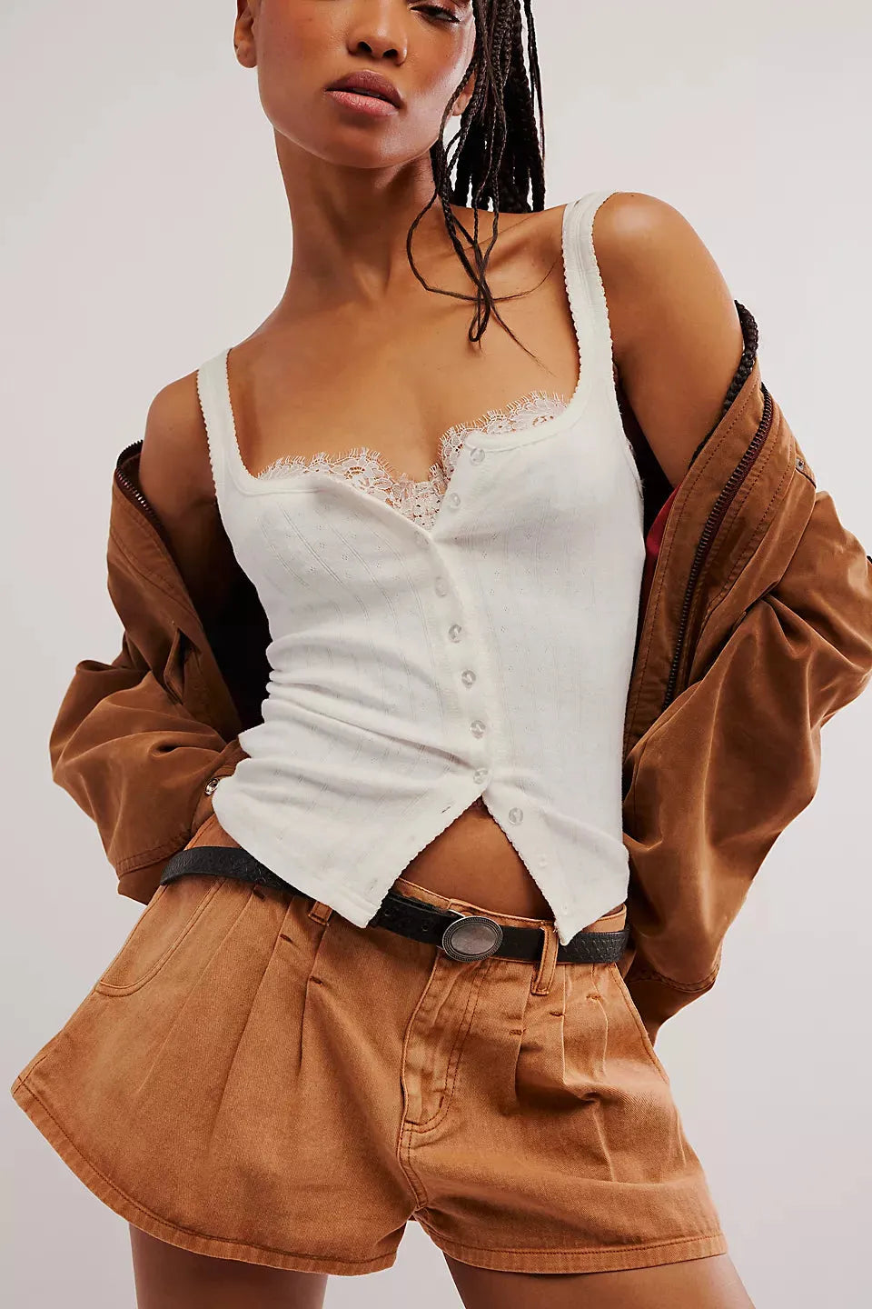 Free People End Game Pointelle Tank ivory - Stay Wild Collective  Tee shirts