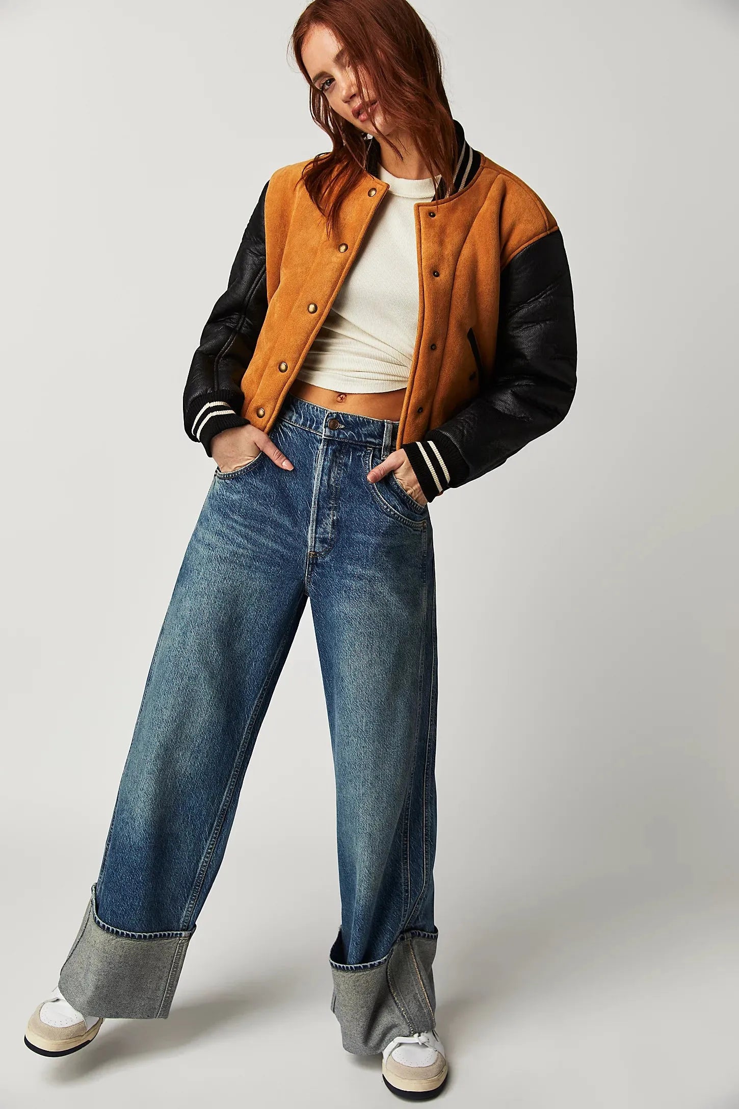 Free People | Final Countdown Cuffed Low-Rise Jeans - Zero Blue - Stay Wild Collective  