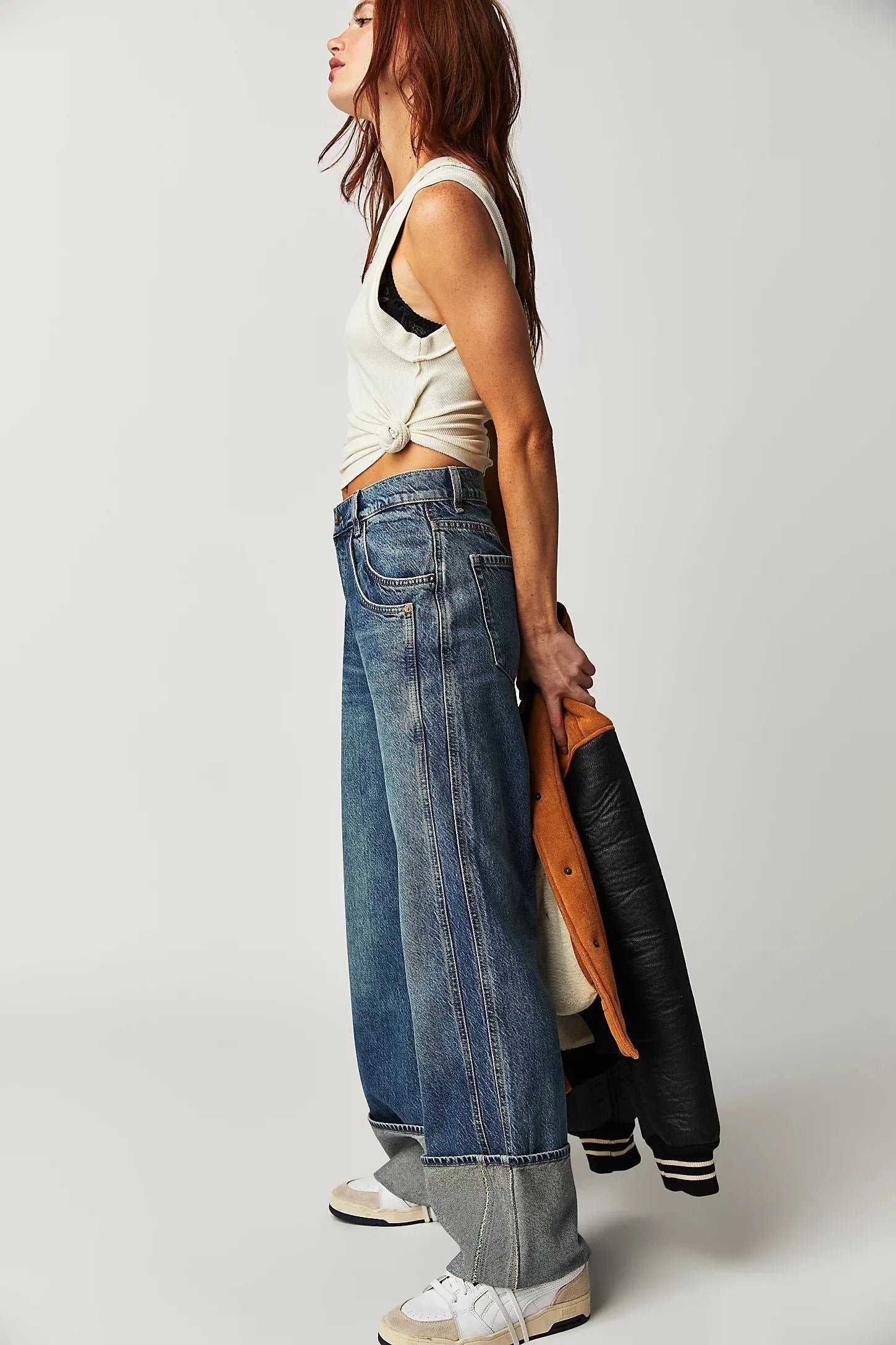 Free People | Final Countdown Cuffed Low-Rise Jeans - Zero Blue - Stay Wild Collective  