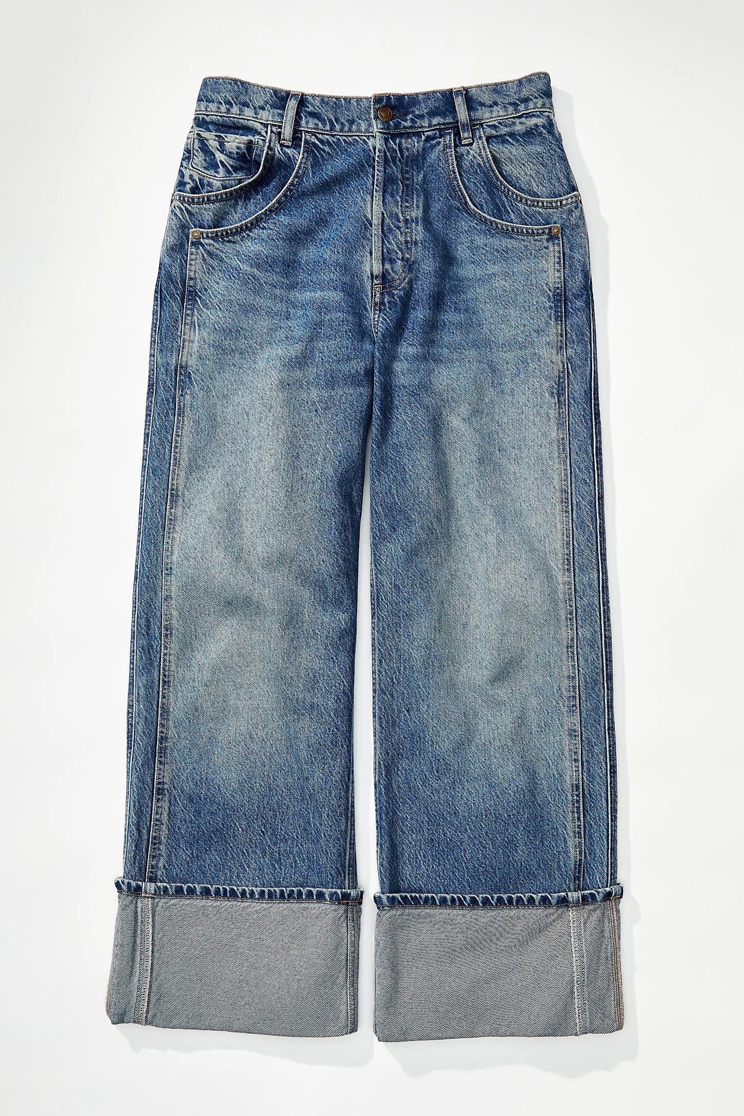 Free People | Final Countdown Cuffed Low-Rise Jeans - Zero Blue - Stay Wild Collective  