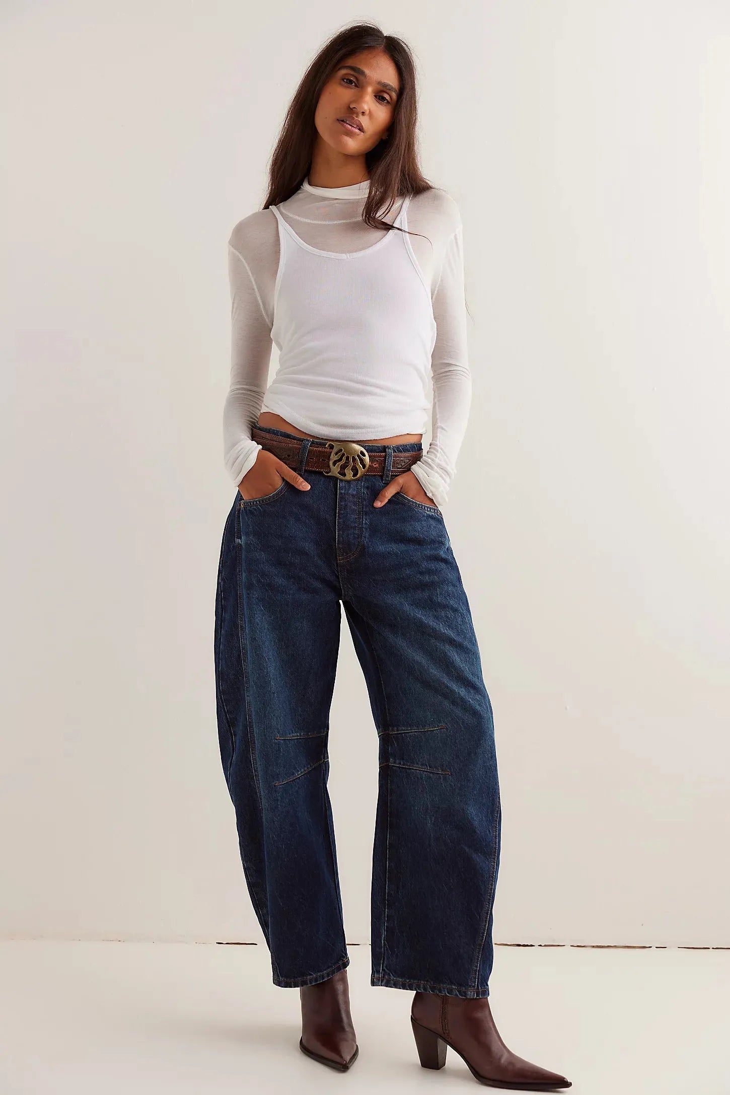 Free People Good Luck Mid-Rise Barrel Jeans | Deep End - Stay Wild Collective  Jeans