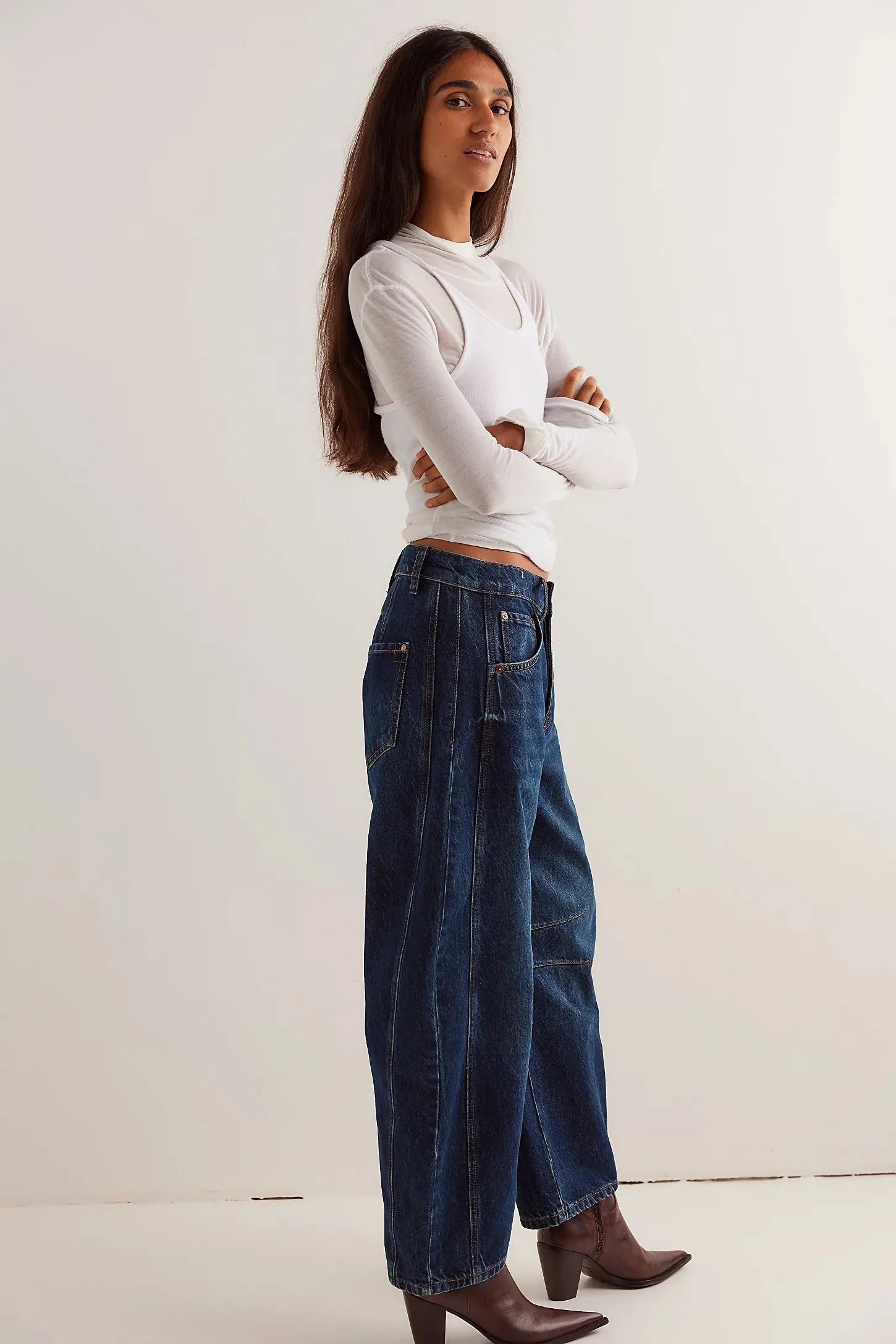 Free People Good Luck Mid-Rise Barrel Jeans | Deep End - Stay Wild Collective  Jeans