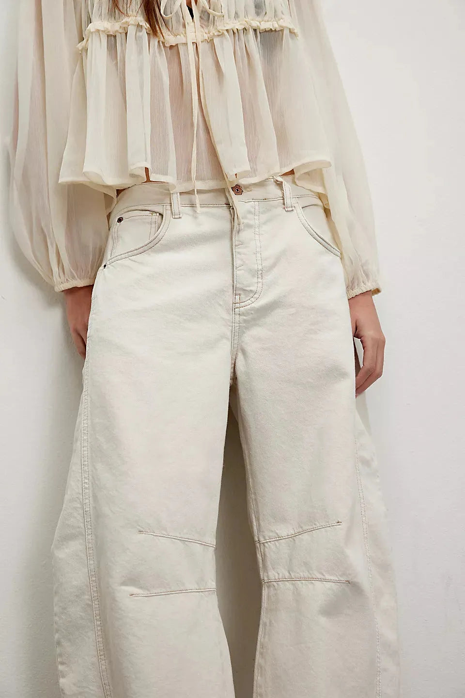 Free People Good Luck Mid-Rise Barrel Jeans | Milk - Stay Wild Collective  Jeans