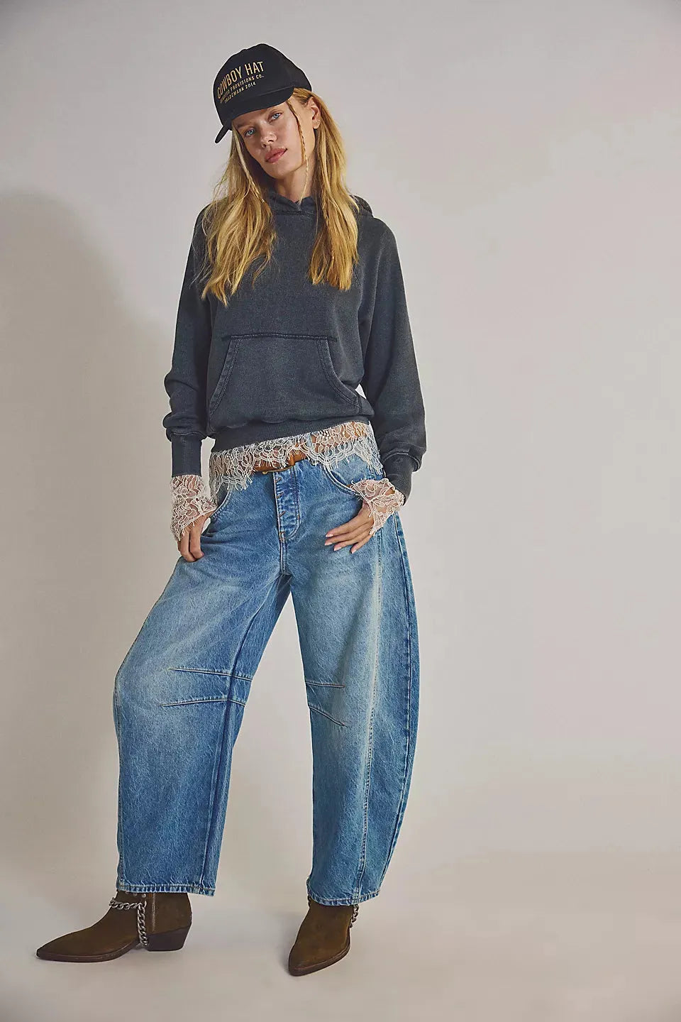 Free People Good Luck Mid-Rise Barrel Jeans | Ultra Light Beam - Stay Wild Collective  Jeans