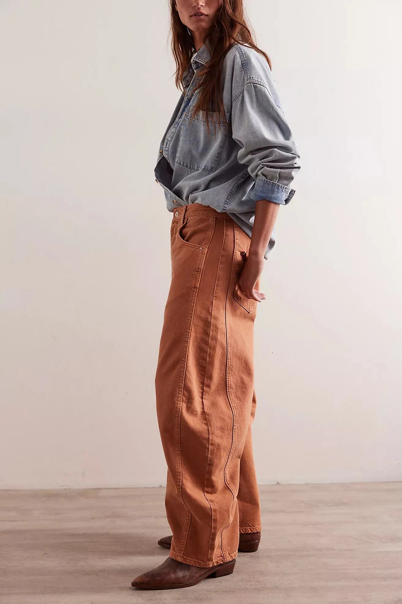 Free People Good Luck Mid-Rise Barrel Jeans | ginger root - Stay Wild Collective  Jeans