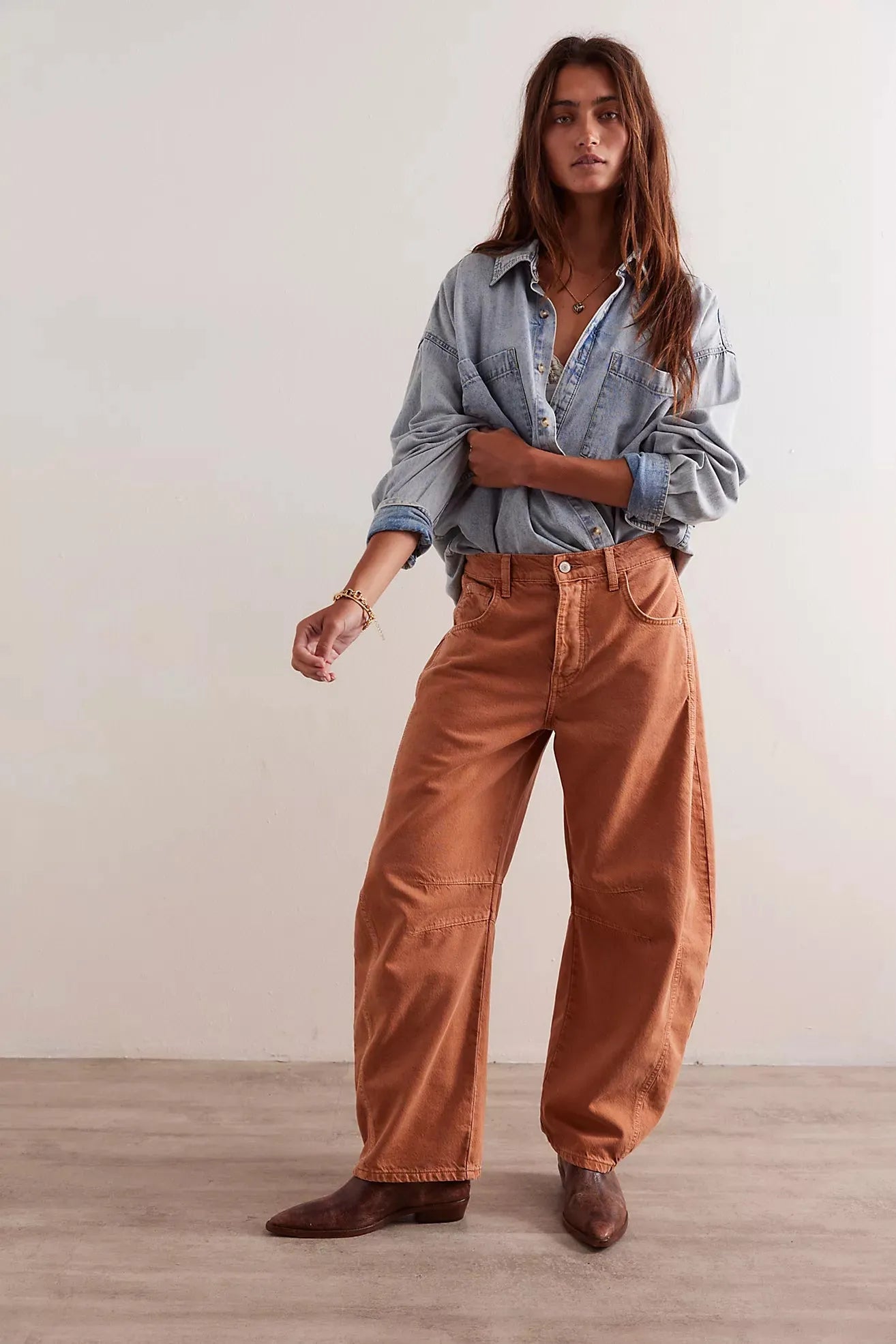 Free People Good Luck Mid-Rise Barrel Jeans | ginger root - Stay Wild Collective  Jeans